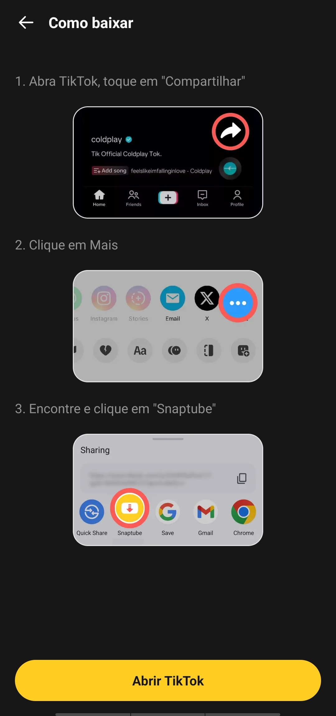 Download de vídeo do TikTok no Snaptube